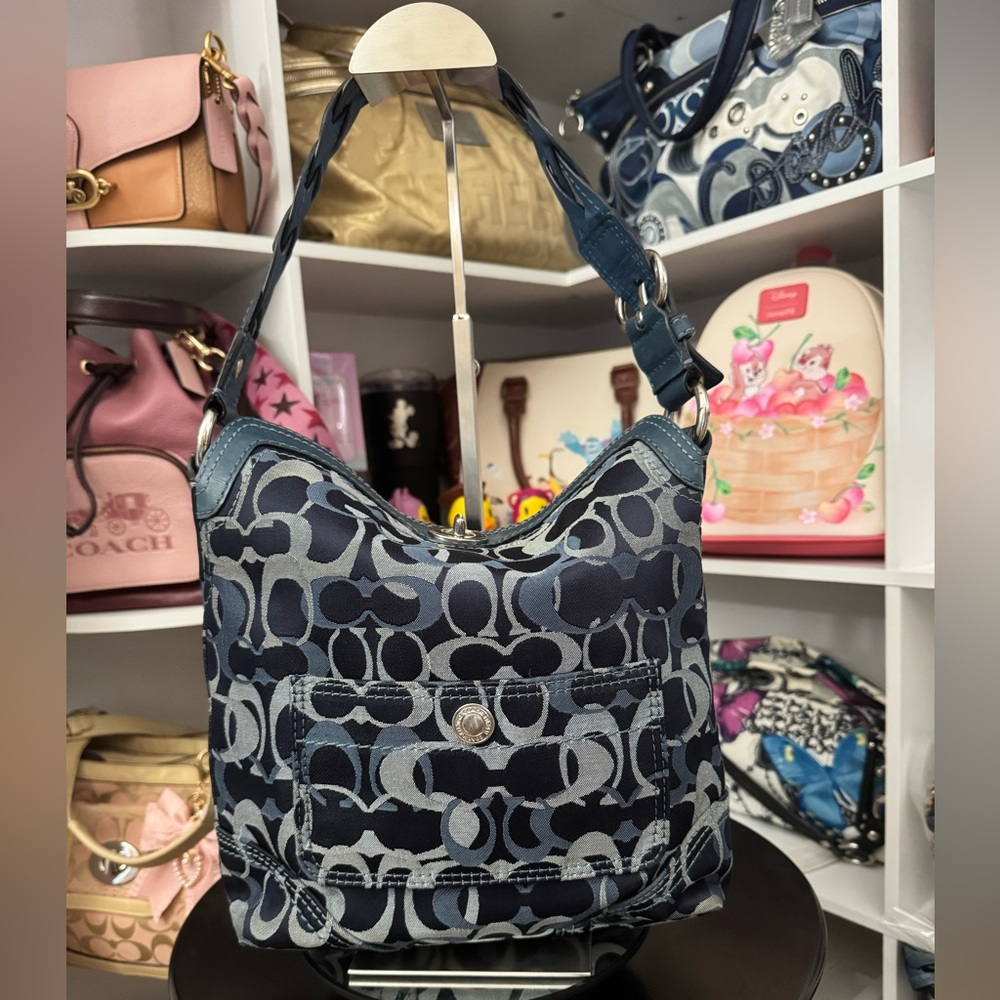 Coach Denim Chelsea Signature Optic Hobo Bag